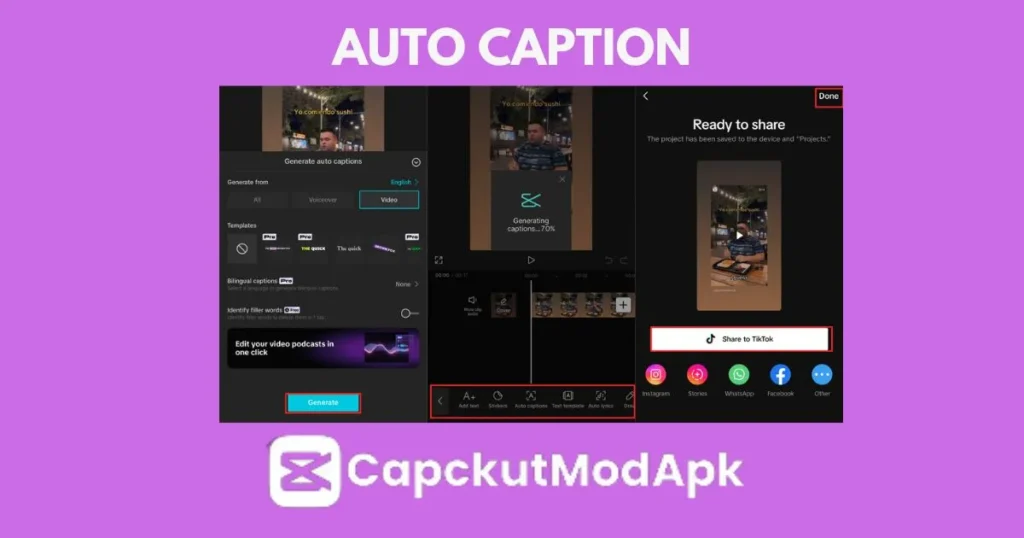 CapCut MOD APK Download Auto caption